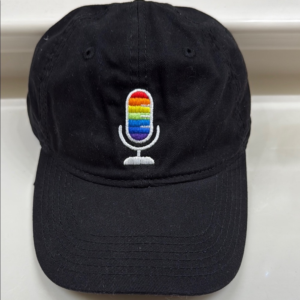 Black Cap with Rainbow Microphone Embroidery